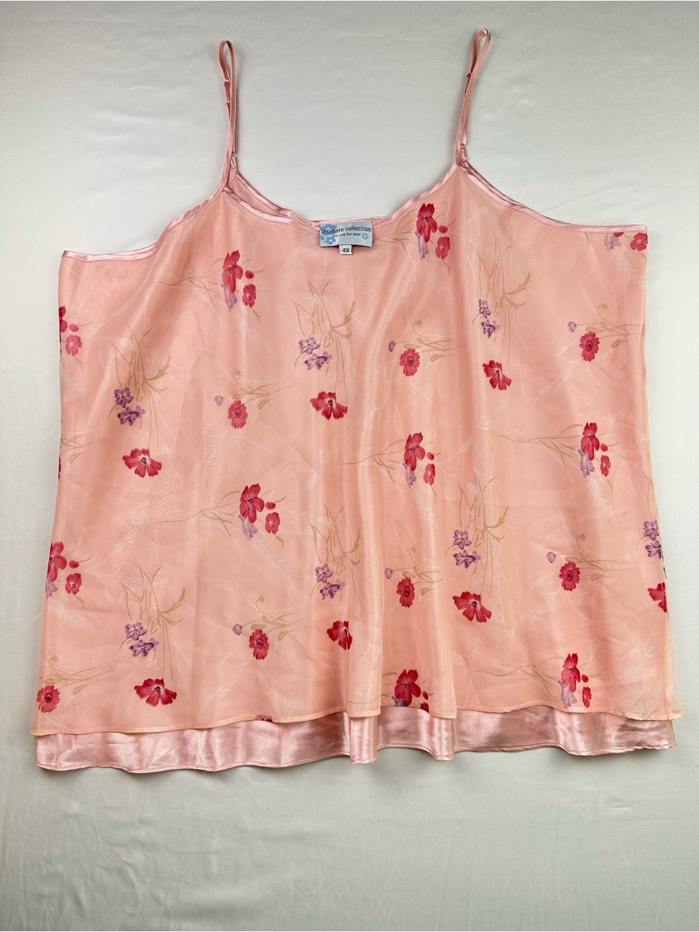 Vintage Floral Cami Top Plus Size 4X Chiffon Slip Camisole Tank Y2K Coquette
